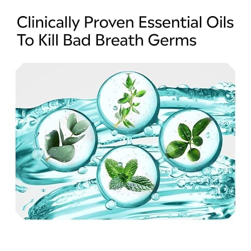 Listerine Cool Mint Alcohol-Free Mild Mouthwash, Oral Rinse Kills 99.9% of Germs That Cause Bad Breath, Less Intense Taste, Mild Mint Flavor, 1 L thumbnail 7