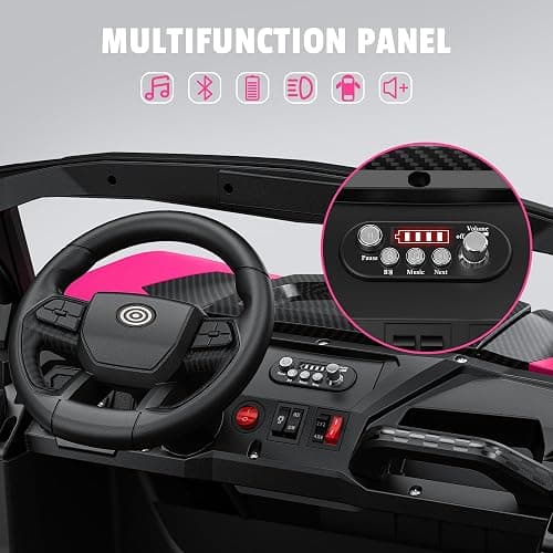 ARBELI 24V 2 Seater Ride on Car Truck 4x200W, EVA Tires, 4WD/2WD, Rainbow Lights, Remote Control, Shock Absorbers, Bluetooth, Ride on Toy for Big Kids Ages 3-8, Pink thumbnail 5