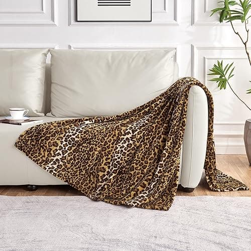 Edenleaf Leopard Print Blanket Fleece Throw for Bed Sofa Travel and Camping, Super Soft Cozy Fluffy Plush Cheetah Print Blanket for All Seasons 50"x60" (Dark Brown) thumbnail 2