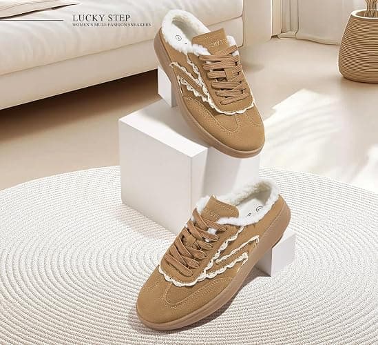 LUCKY STEP Women’s Mule Fashion Sneakers Slip On Backless Walking Shoes Winter Retro Comfy Casual Sneaker thumbnail 3