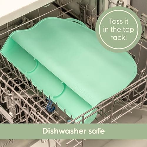 UpwardBaby Rectangular Silicone Toddler Placemat - Food-Catching Suction Table Mat, BPA-Free Baby-Led Weaning Supply, Easy-Clean Washable Mat, Gray thumbnail 6