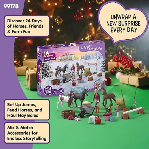 Schleich Horse Club - 2025 Horse Club Advent Calendar: Holiday Foal Magic - 34 Toys Including Poseable Figurine, 3 Horses and Accessories - Holiday Event Calendar for Christmas - Kids Ages 5+ | 99178 thumbnail 4