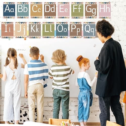 37 Pcs Boho Bulletin Board ABC Posters and 0-10 Number Cards Cursive Letters Alphabet for Classroom Wall Number Line for Classroom Decor School Elementary Teacher Supplies (Boho ABC) thumbnail 4