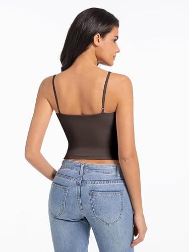 Abonlen Camisole Tops for Women Sleeveless Adjustable Spaghetti Strap Tank Tops Y2K Basic Shirts thumbnail 4