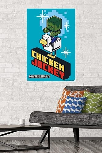 Trends International Minecraft - Chicken Jockey Wall Poster, 34L x 22.4W, Premium Unframed Version thumbnail 2