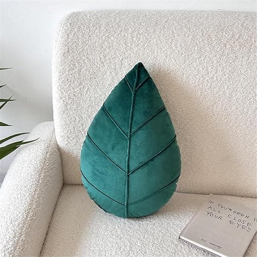 Rvsdoi Leaf Pillow,3D Leaf Shaped Plant Pillows Green Tropical Plant Cushion for Sofa Office Bedroom Home Decor Dark Green (19.7"x11.8") - Image 1
