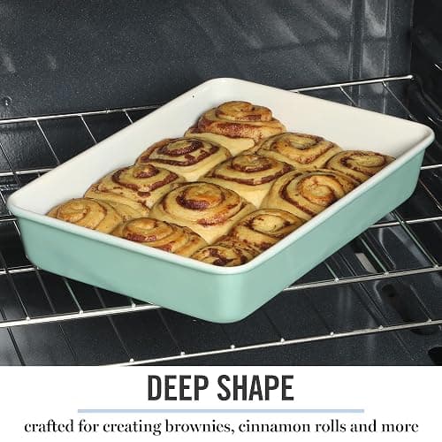 Martha Stewart Gallen 13 x 9 Inch Rectangular Nonstick Carbon Steel Cake and Baking Pan – Teal, Durable Bakeware for Even Cooking and Easy Release thumbnail 6