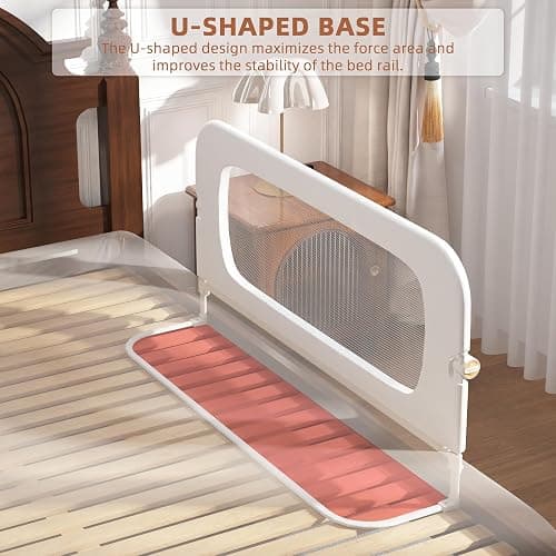 FigTime Bed Rail for Toddlers, Baby Bed Rail Guard for Kids, Toddler Bed Rails with Reinforced Anchor Fit, Height Adjustable & Foldable Bed Rail Guard for Twin, Full, Queen & King Beds (White, 48IN) thumbnail 6