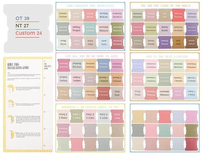 Bible Tabs for Bible Book Markers - Pastel Paper Index Tabs for Men's Bible Study, Bible Journaling Supplies, Perfect Christian Gift for Youth & Teens thumbnail 3