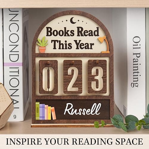 Books Read This Year Counter Valentines Day Gifts For Women Readers, Personalized Book Counter Tracker Bookshelf Decor, Bookish Gifts Accessories For Book Lovers, Bookworm, Bookclub Stocking Stuffers thumbnail 7