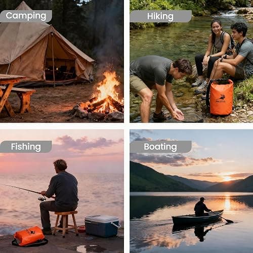 Pristis Waterproof Dry Bag, 10L Lightweight Floating Kayak Storage Backpack for Men Women, Durable Outdoor Roll Top Dry Sack Gear Accessory for Kayaking Fishing Rafting Beach Camping, Orange thumbnail 7