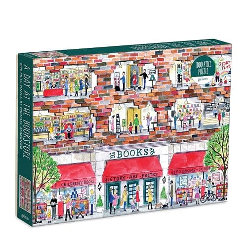 Galison Michael Storrings A Day at The Bookstore 1000 Piece Puzzle from Galison - Beautifully Illustrated Jigsaw Puzzle of a Local Bookstore, 27" x 20" Fun & Challenging, Unique Gift Idea - Image 1