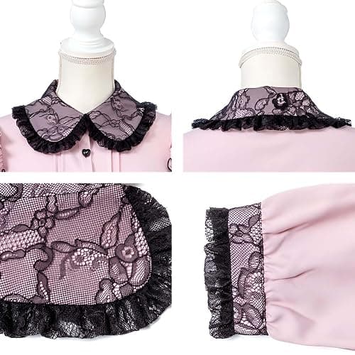 Cuteighteen Lolita Peter Pan Collar Victorian Blouse Women Lace Long Sleeve Shirt Gothic Kawaii Vintage Ruffle Bow Top thumbnail 5