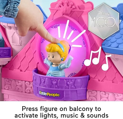 Fisher-Price Little People Toddler Playset Disney Princess Magical Lights & Dancing Castle Musical Toy with 2 Figures for Ages 18+ Months thumbnail 3