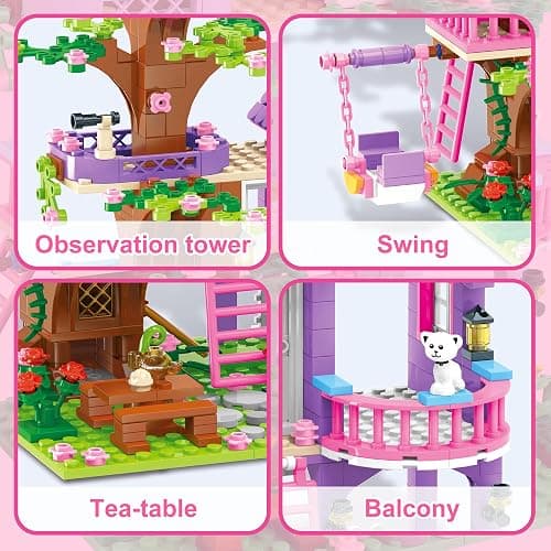 Cooldele Tree House Building Set Age 6+, 558PCS STEAM Forest TreeHouse Building Blocks Set with Animals, Birthday for Kids Girls Boys Ages 6 7 8 9 10 11 12+ thumbnail 4