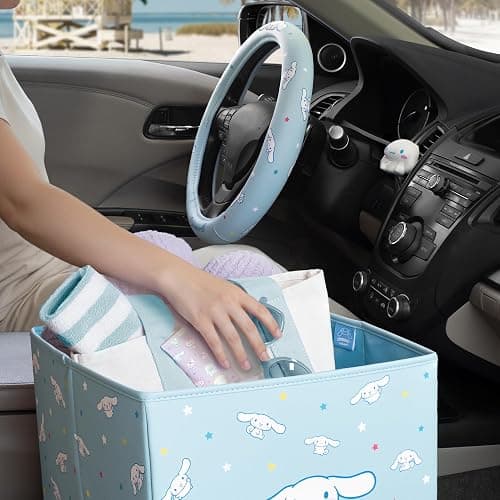 Sanrio Cinnamoroll Car Trunk Organizer, Steering Wheel Cover, Air Freshener & Refill – Cute, Collapsible, Heavy-Duty Storage & Car Accessories for Groceries, Tools, Travel – 12.5"L x 12.5"W x 9"H thumbnail 5