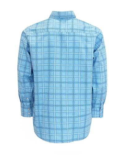 BOCOMAL FR Shirts for Men Printed Plaid Flame Resistant NFPA2112/CAT2 6.5oz Lightweight Fire Retardant Shirt - Large - Pearl Snaps-blue thumbnail 3