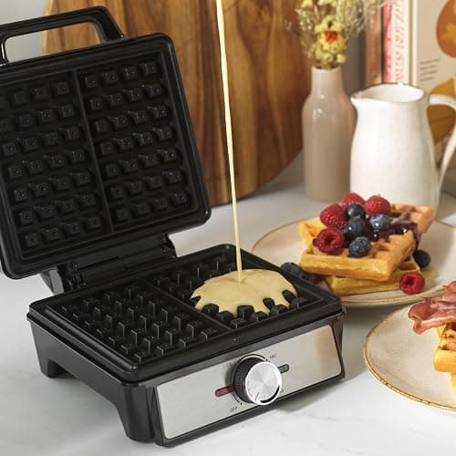 Salter Waffle Maker Machine – Non-Stick Dual Waffle Iron Plates, Deep Fill Belgian & American Waffle Machine, Adjustable Temperature Control, Cool Touch Handle, Savoury Snacks & Desserts, 1600W thumbnail 5