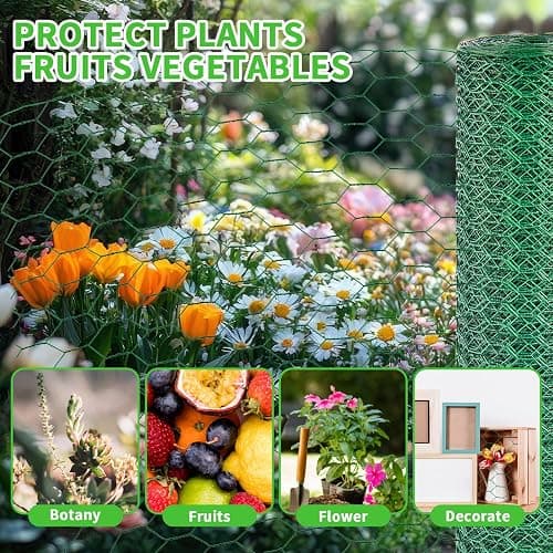 Bittesnew 16 x 120 Inches Chicken Wire for Floral Arrangements, Green Chicken Wire, Hexagonal Galvanized Wire Mesh for Poultry Barrier, Flower Arrangement, Crafts and Garden, Green thumbnail 4