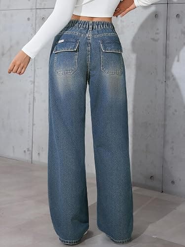 Handfrog Women Baggy Jeans Low-Mid Rise Denim Pants with Pockets Y2k 90s Jeans for Girls thumbnail 3