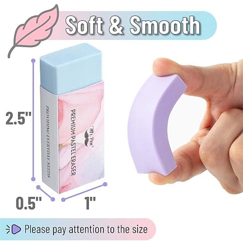 Mr. Pen- Pencil Eraser, 10 Pack, Pastel Colors | Large Latex Free Vinyl Block Erasers for School, Office, Art Sketching, Homework, Exams, Clean Smudge-Free Correction thumbnail 3