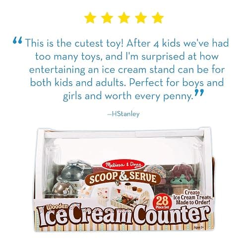 Melissa & Doug Wooden Scoop & Serve Ice Cream Counter, Pretend Play Store, 28 Toy Food & Play Kitchen Accessories, Preschool Toys for Girls & Boys 3+ thumbnail 8