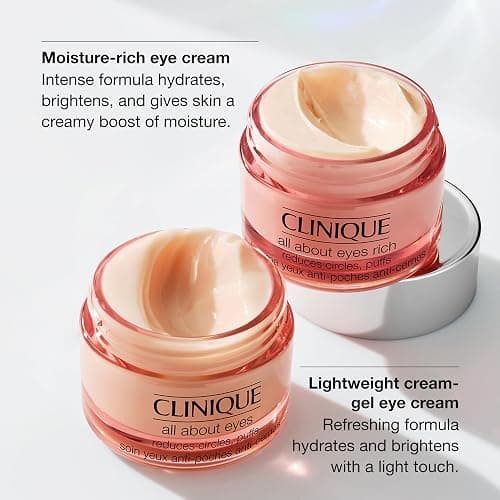 Clinique All About Eyes: Lightweight Eye Cream Vitamin C Formula + Rich Eye Cream Hyaluronic Acid Formula | Hydrating, Brightening, Depuffing thumbnail 4