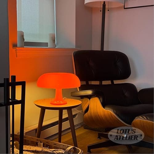 Lotus Atelier Orange Mushroom Lamp for Room Aesthetic Modern Lighting for Bedroom | Cool Retro Living Room Decor (Orange) thumbnail 8