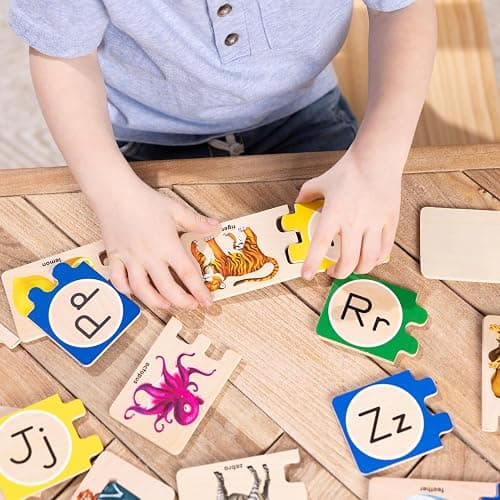 Melissa & Doug Self-Correcting Alphabet Wooden Puzzles with Storage Box (52 pcs) ABC Puzzles, Wooden Alphabet Puzzle for Kids Ages 4+ thumbnail 7