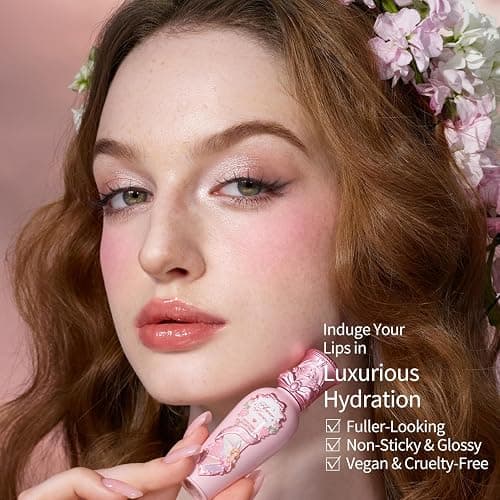 Flower Knows Midsummer Fairytales Coating Lip Lacquer,Glowy Non-Fading Lip Gloss,Hydrating Tinted Lip Oil for Girls&Women,Vegan & Cruelty Free,0.17Fl Oz(G04 To the Moon) thumbnail 5