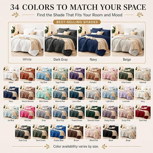 CozyLux King Size Comforter Set, 7 Pieces Oatmeal Seersucker Bed in a Bag | OEKO-TEX Certified, All Season Bedding Set with 240 GSM Down Alternative Comforter, Flat & Fitted Sheets, Pillowcases & Shams thumbnail 9