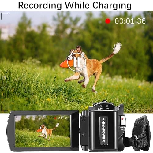 kimire Video Camera Camcorder Digital Camera Recorder Full HD 1080P 15FPS 24MP 3.0 Inch 270 Degree Rotation LCD 16X Digital Zoom Camcorder Camera with 2 Batteries(Black) thumbnail 7
