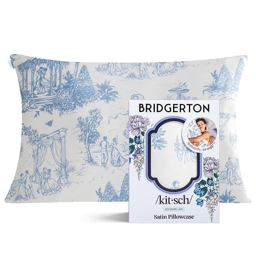 Bridgerton x Kitsch Satin Pillowcase W/Zipper - Size 19x26, Garden Toile | Softer Than Silk Pillow Cases, Smooth Cooling Satin Pillow Case for Hair and Skin, Wrinkle-Free, Machine Washable - Image 1