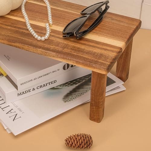 RiLiKar Acacia Wooden Desktop Organizer Shelf Kitchen Cabinet and Counter Riser Display Shelf for Top of Desk Home Office Bathroom Coffee Table Display Stand thumbnail 6