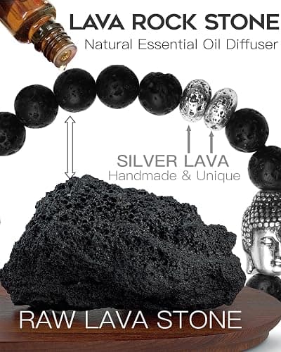 MIDDLUX Men’s Beaded Bracelet Natural Stone – Adjustable Lava Rock Bracelet for Men, Handmade Stretch Bracelet, Minimalist Jewelry Gift for Him Husband Boyfriend thumbnail 7