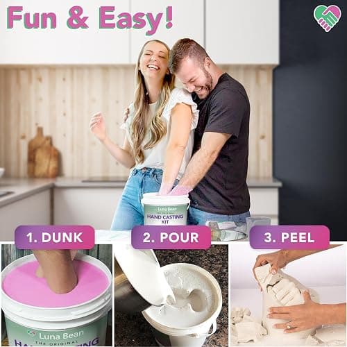Luna Bean Hand Casting Kit – The Original Hand Mold Kit for Couples – Valentines Day Gifts for Her and Him - Anniversary Engagement Gifts for Women Men Mom Wife Boyfriend Girlfriend Wedding Bridal thumbnail 4