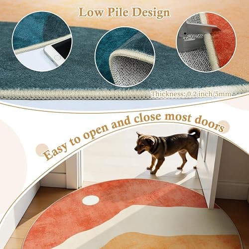 Sungea Mountain Round Rugs 8ft, Abstract Circle Rug for Living Room Non Slip Washable Bedroom Area Rug, Soft Extra Large Round Carpet for Nursery Dinng Room Playroom(Multi) - 8' (Round) - Multi Color thumbnail 3