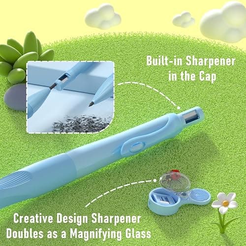 Four Candies 2.0MM Mechanical Pencil with Comfort Ergonomic Grip, 4PCS Cute Mechanical Pencils with 44PCS Lead Refills, 2PCS Sharpeners/Erasers, Aesthetic School Supplies for Kids Writing Drawing thumbnail 4