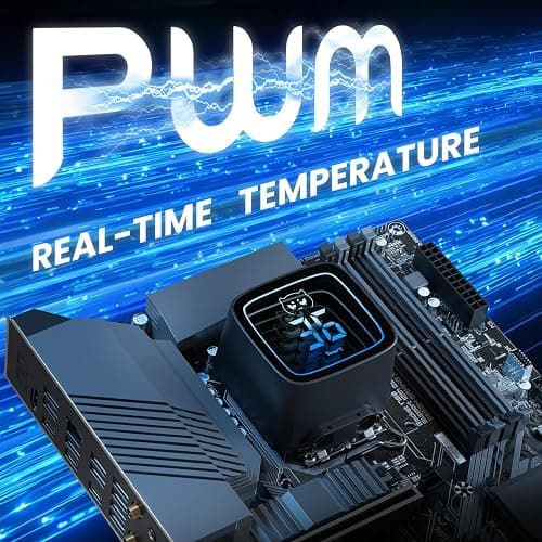120MM AIO CPU Cooler with Digital Display, 120mm Liquid Cooling, ARGB PWM Fans,LGA 1700/1200/115X/1366/775, AMD AM5/AM4, Black thumbnail 8