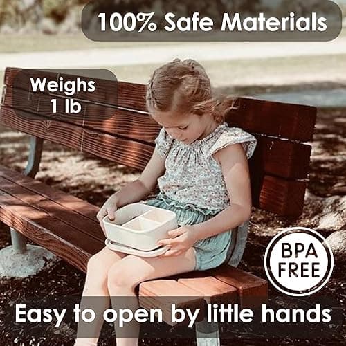 Ali+Oli Silicone Bento Box (Coconut) Lunch Box for Kids, Toddlers, Preschoolers & Adults | BPA-Free and Spill-Proof | Ideal for School, and On-the-Go Meals| Perfect for Lunch, Snacks, and Meals thumbnail 6