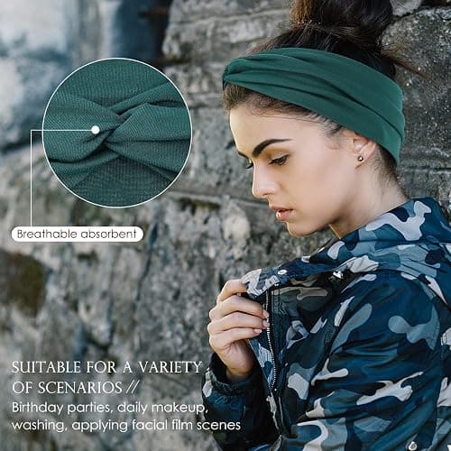 Panleding 12 Pcs Stretchy Headbands for Women, Absorbed Sport Headband Soft Twist Knotted Headbands for Daily Life Yoga Workout thumbnail 4