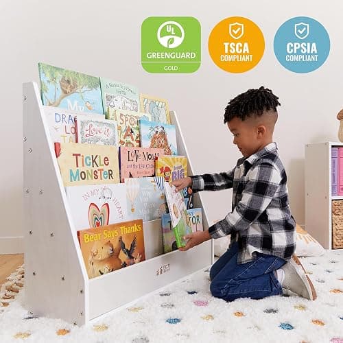 ECR4Kids Streamline Single-Sided Book Display with Storage, Classroom Bookshelf, White Wash - White Wash thumbnail 6