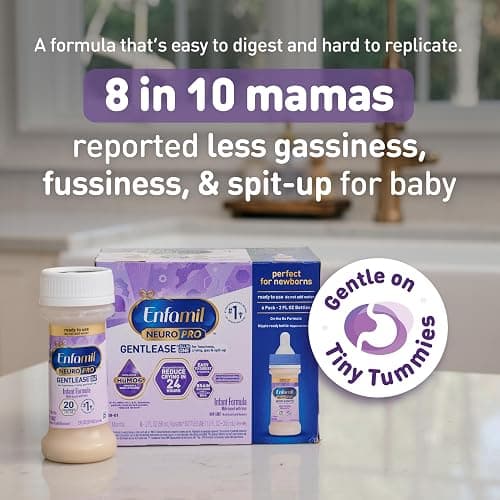 Enfamil NeuroPro Gentlease Ready-to-Feed with Smaller Proteins for Easy Digestion, Brain Supporting DHA,Baby Formula for easing Fussiness, Crying, Gas, Spit-up in 24hrs, 2 Fl Oz, 48 Bottles thumbnail 2