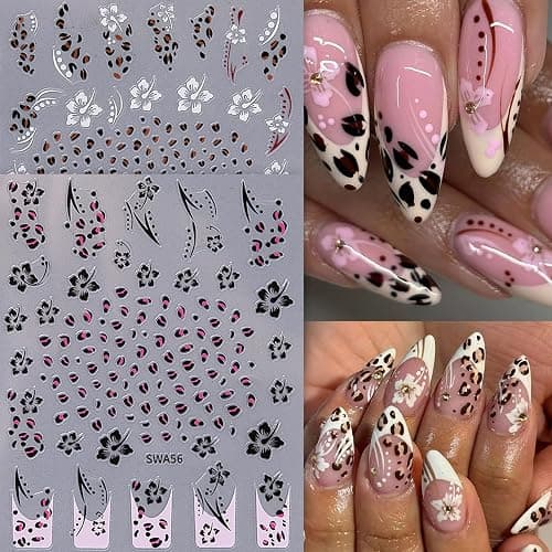 Leopard Print Nail Art Stickers 10 Sheets Fall Nail Decals with Cheetah Animal Skin 3D 5D Embossed Self-Adhesive Hibiscus Flower Designs Manicure Decorations Nail Art Supplies for Women Girls thumbnail 6