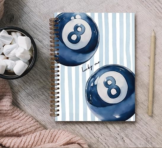KDHTY Navy Blue Preppy Y2K Spiral Notebook,Preppy Luck 8 Ball Aesthetic Hardcover Notebook for Teen Girls Student Teacher Office School Supplies,Girly Notebook for Teens Girls Back to School,5.5x8.3 thumbnail 5