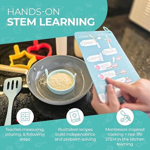 Tovla Jr. Kids Pancake Making Kit | Learn to Cook Breakfast | Ages 5-12 | Breakfast Making Kit | Pancake Molds Batter Squeeze Bottle | Family Fun DIY | Visual Recipes | Birthday Christmas Gift thumbnail 3