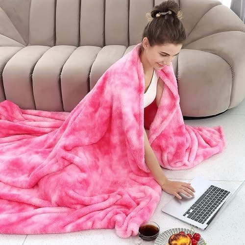 Fleece Throw Blanket Cozy Soft Lightweight Throw Blankets Warm Plush Pink Fall Blankets and Throws Couch Sofa Bed Camping Travel Picnic Outdoor Blanket Bedding Kid Baby Boys Girls Adults thumbnail 4