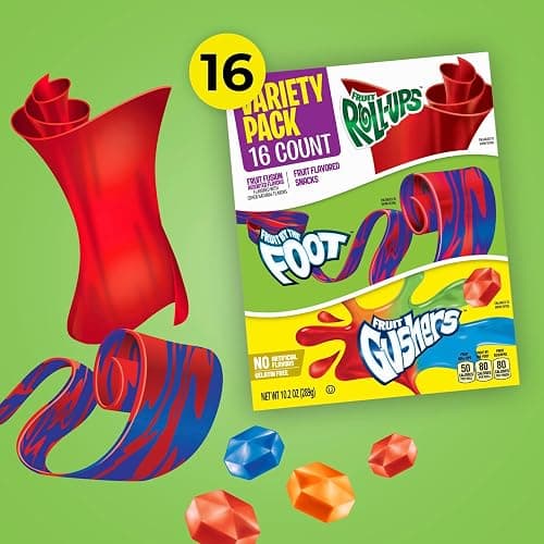 Fruit by the Foot Snacks Variety Pack - Fruit Roll-Ups, Gushers, Gluten Free Gummy Kids Snack, Good Source of Vitamin C, 16 Individually Wrapped Pouches, Perfect for On The Go, 10.2 oz Box thumbnail 5