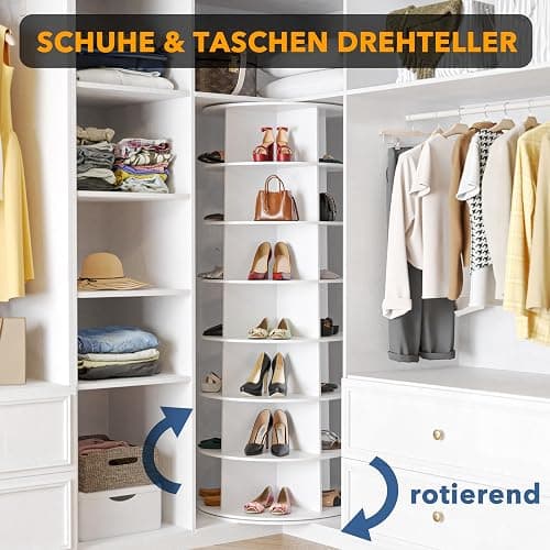 SpaceAid 7 Tier Rotating Shoe Rack Tower, Spinning Shoe Display Lazy Susan, Revolving 360 Shoe Rack Storage Round Carousel, Vertical Handbag Rotate Shoes Closet Organization (7-Tier White) thumbnail 5