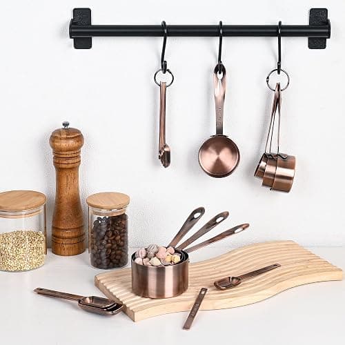 IFFMYJB Copper Plate Measuring Cups and Spoons Set of 12, Copper Measuring Cups and Spoons Set with Leveler, Stainless Steel Measuring Spoons & Cups for Dry & Liquid Ingredients During Kitchen&Baking thumbnail 8